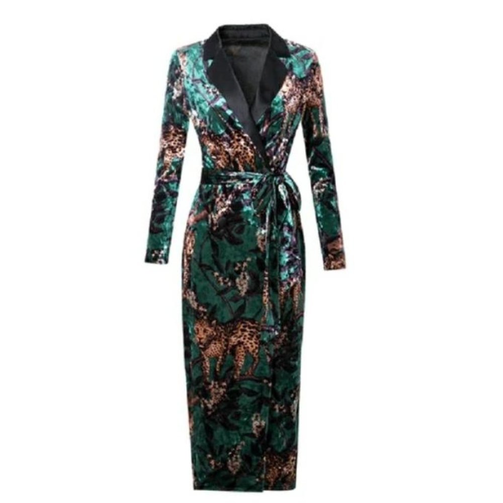 New Women's Souk & Sepia Velvet Wrap Dress